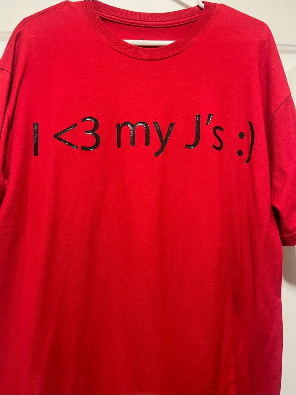 Jordan’s Red Men's Graphic Tee with 'I <3 my J's :)'
